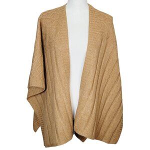 Cupcakes and Cashmere Caramel Colored Poncho Shawl Sweater One Size Bohemian